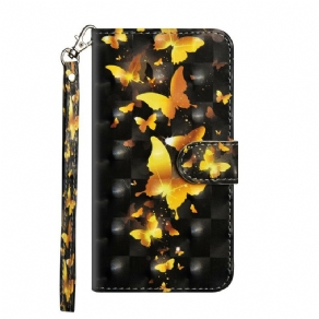 Flip Cover Samsung Galaxy Note 20 Ultra Gule Sommerfugle