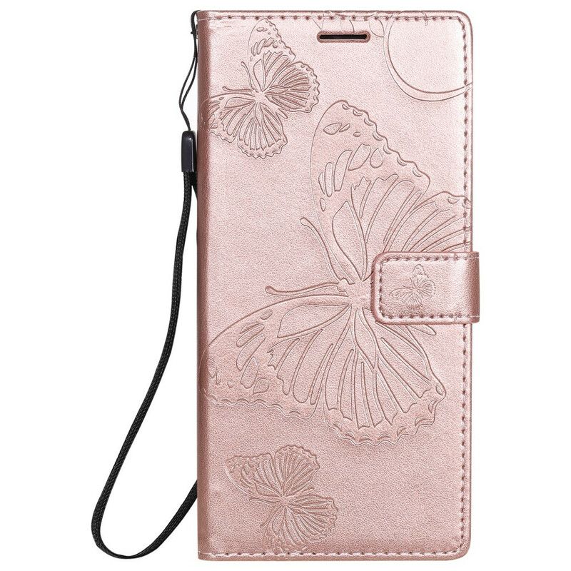 Flip Cover Samsung Galaxy Note 20 Ultra Med Snor Kæmpe Strappy Sommerfugle