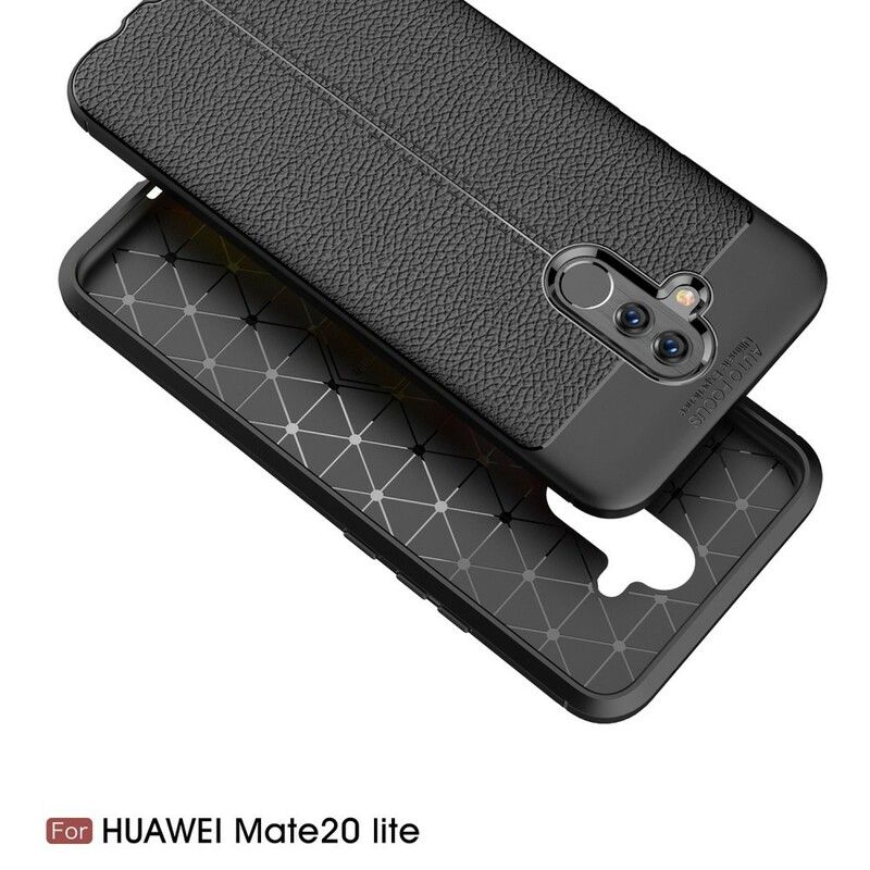 Cover Huawei Mate 20 Lite Dobbelt Linje Litchi Læder Effekt