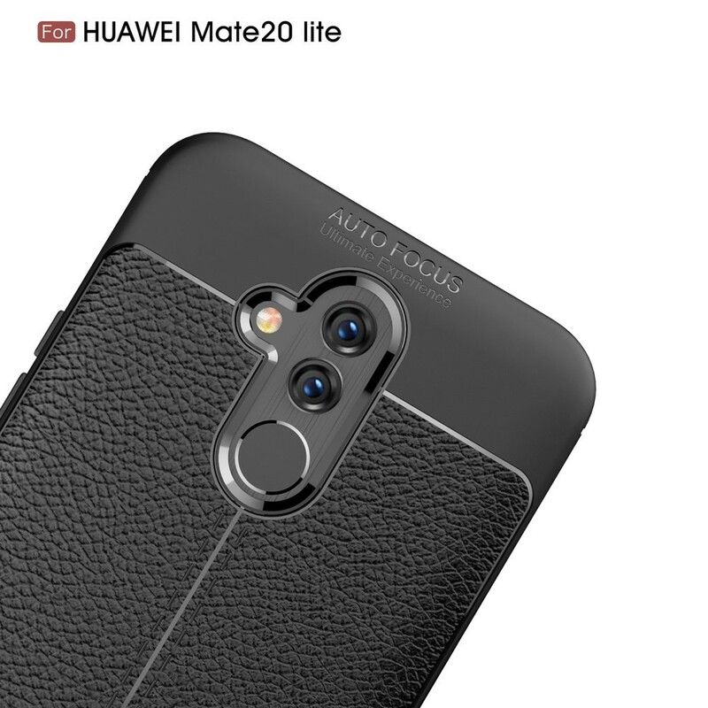 Cover Huawei Mate 20 Lite Dobbelt Linje Litchi Læder Effekt