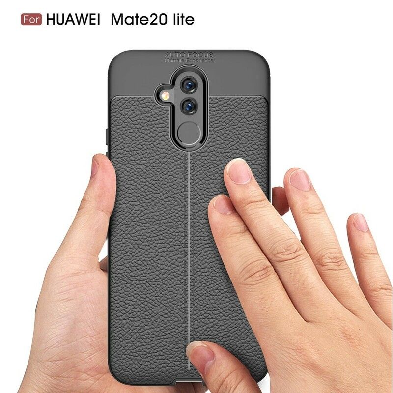 Cover Huawei Mate 20 Lite Dobbelt Linje Litchi Læder Effekt