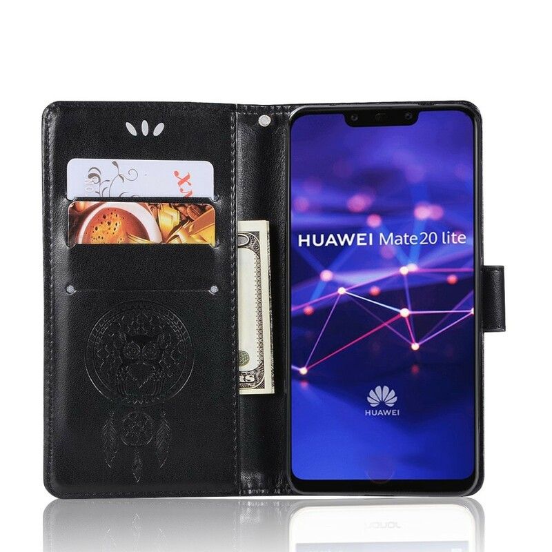 Flip Cover Huawei Mate 20 Lite Lædereffekt Catch Dreams Owl