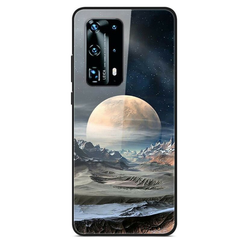 Mobilcover Huawei P40 Space Moon Hærdet Glas