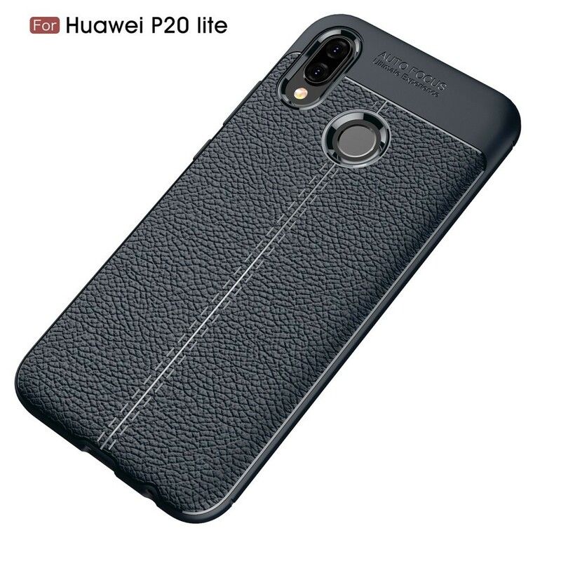 Cover Huawei P20 Lite Dobbelt Linje Litchi Læder Effekt