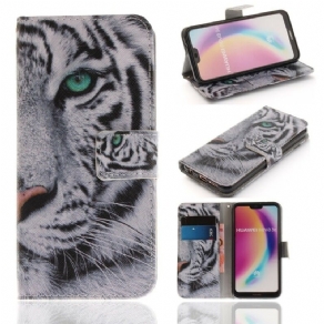 Flip Cover Huawei P20 Lite Hvid Tiger