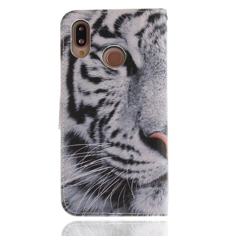 Flip Cover Huawei P20 Lite Hvid Tiger