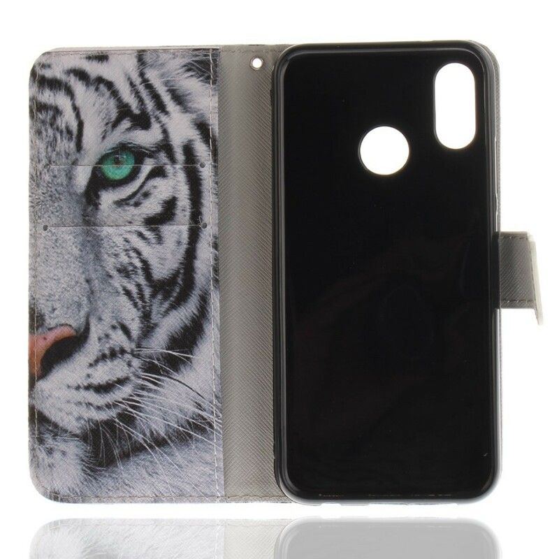 Flip Cover Huawei P20 Lite Hvid Tiger