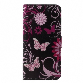 Flip Cover Huawei P20 Lite Sommerfugle Og Blomster