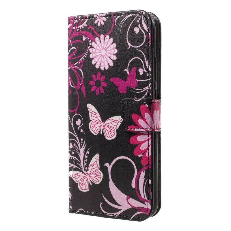 Flip Cover Huawei P20 Lite Sommerfugle Og Blomster