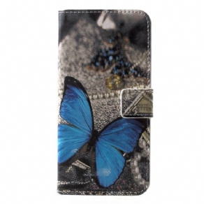 Læder Cover Huawei P20 Lite Blå Sommerfugl