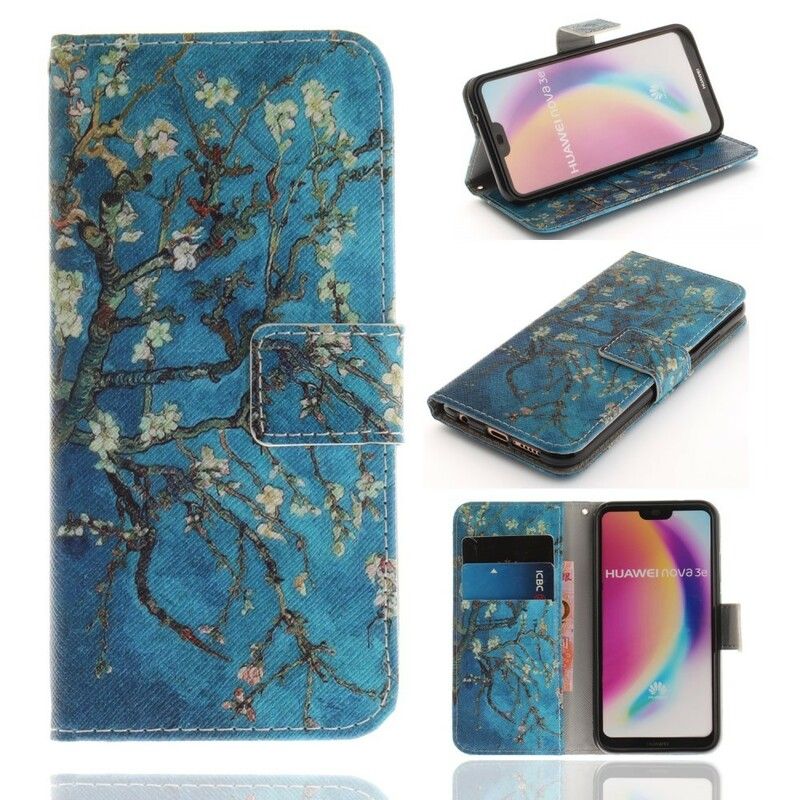 Læder Cover Huawei P20 Lite Premium Blomstrende Træ