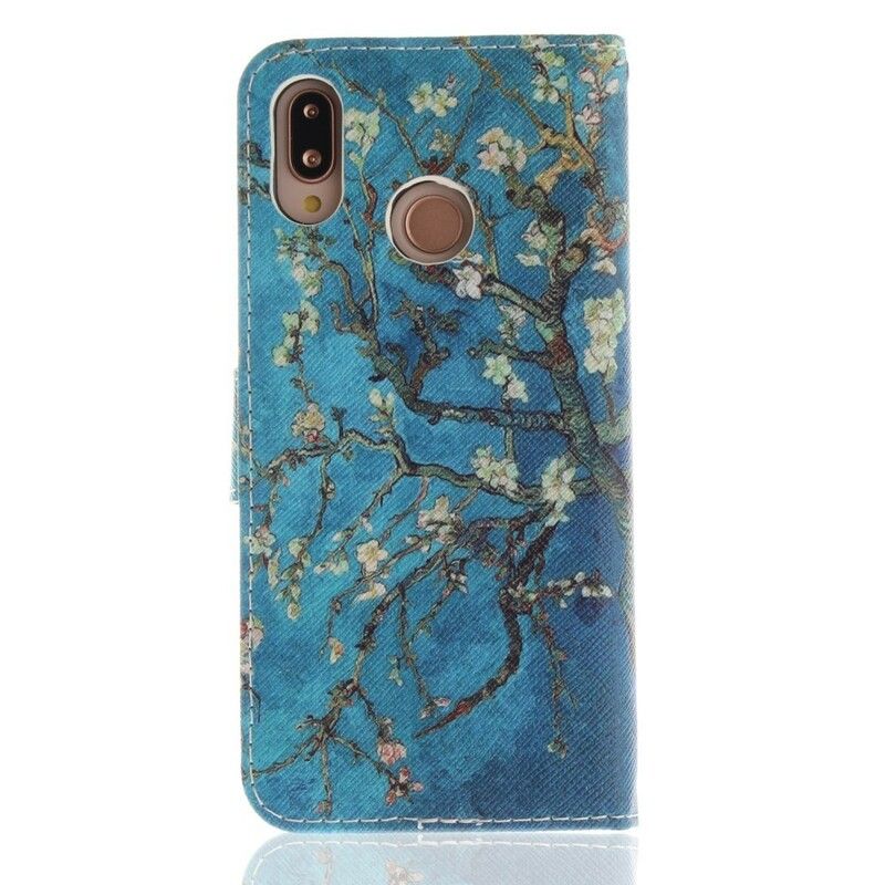 Læder Cover Huawei P20 Lite Premium Blomstrende Træ