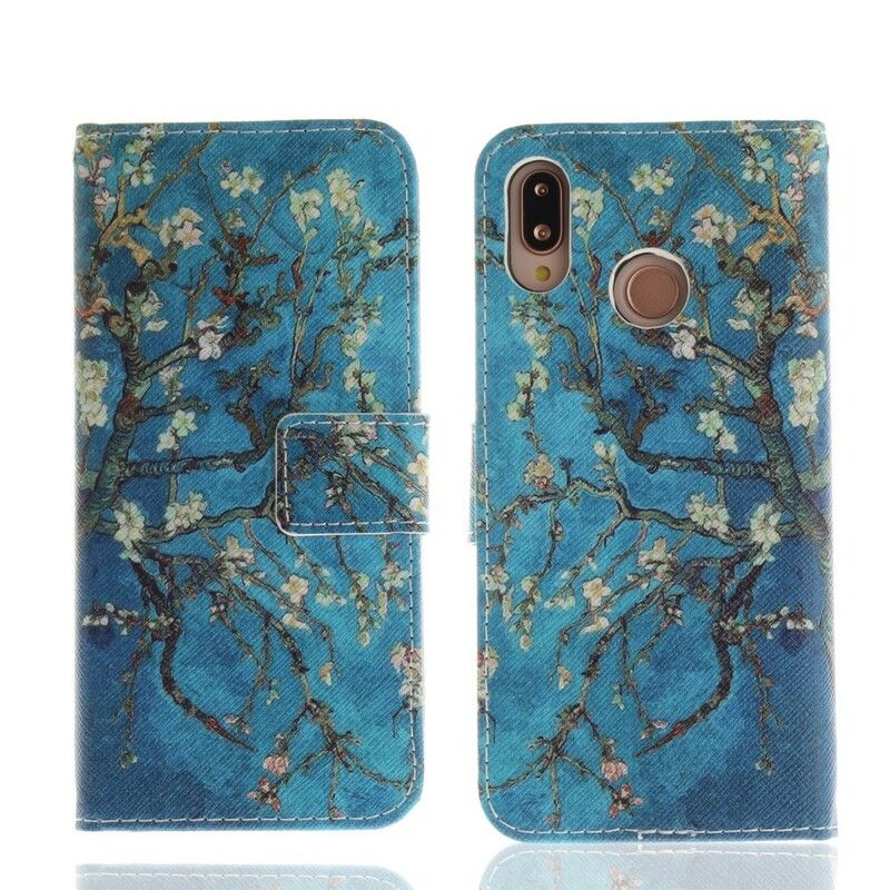 Læder Cover Huawei P20 Lite Premium Blomstrende Træ