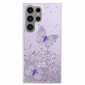 Cover Samsung Galaxy S24 Ultra 5g Glitter Med Sommerfugle