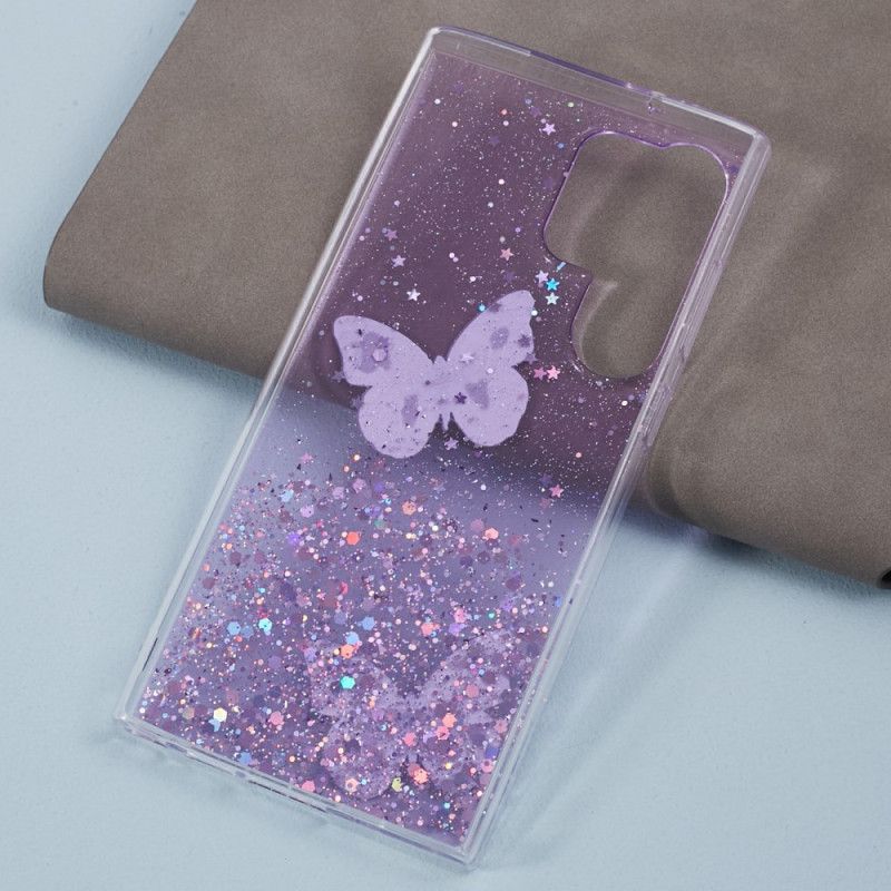 Cover Samsung Galaxy S24 Ultra 5g Glitter Med Sommerfugle