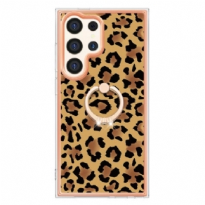 Cover Samsung Galaxy S24 Ultra 5g Telefon Etui Med Leopard Print Ringholder