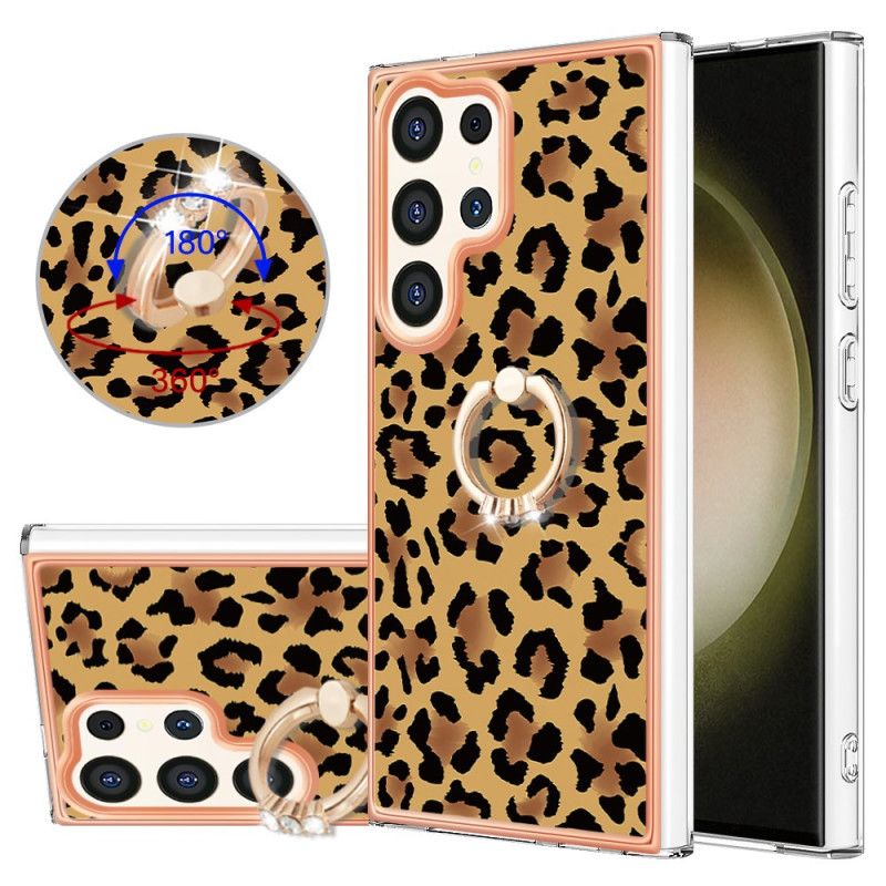 Cover Samsung Galaxy S24 Ultra 5g Telefon Etui Med Leopard Print Ringholder