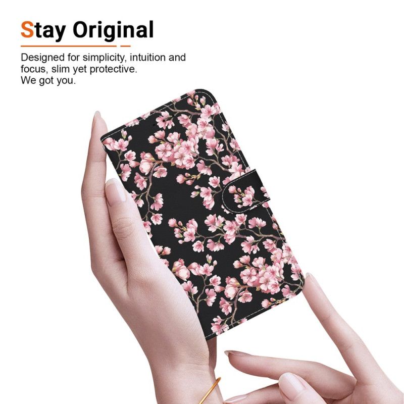 Flip Cover Samsung Galaxy S24 Ultra 5g Omspændte Blommeblomster