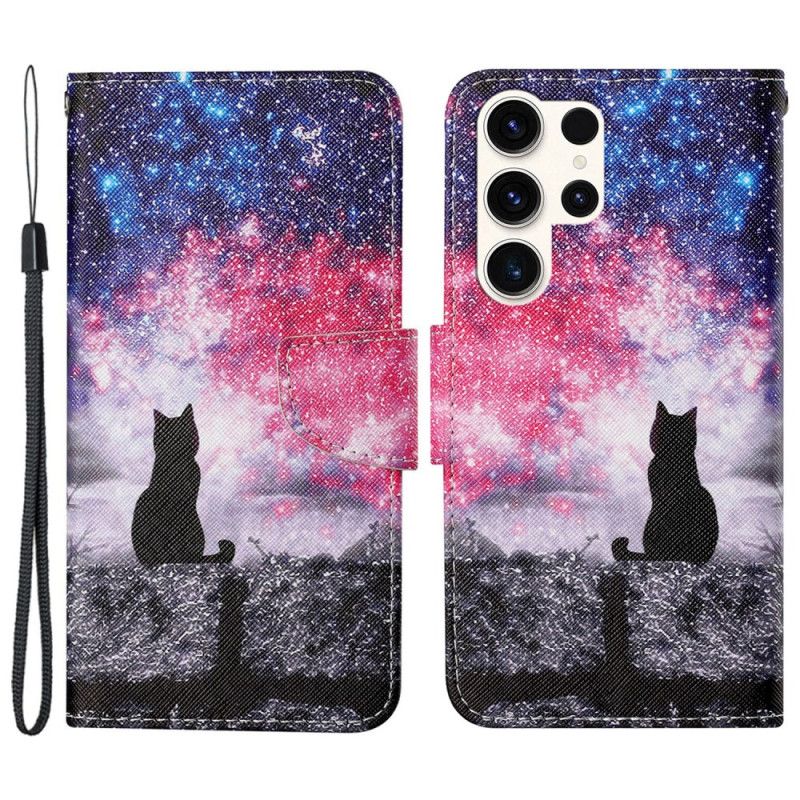 Flip Cover Samsung Galaxy S24 Ultra 5g Stjernehimmel Og Snor Kat