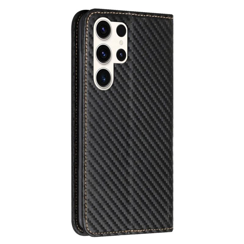 Læder Cover Samsung Galaxy S24 Ultra 5g Telefon Etui Kulfiber Og Snor