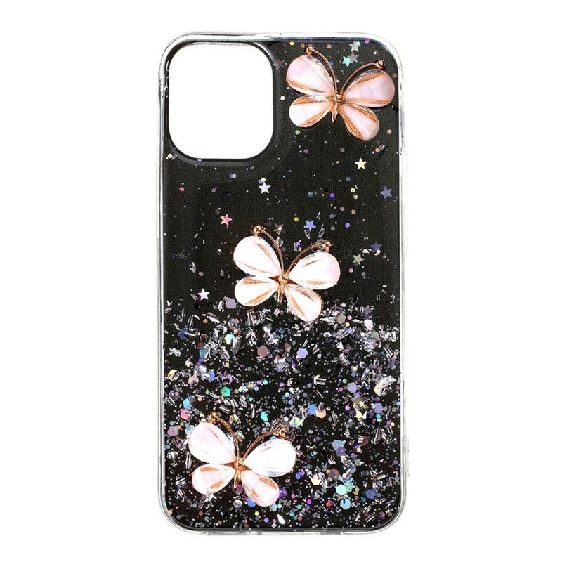 Cover iPhone 12 Pro Max 3d Sommerfugle Pailletter