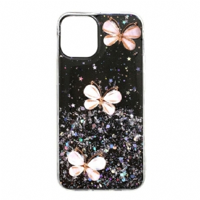 Cover iPhone 12 Pro Max 3d Sommerfugle Pailletter