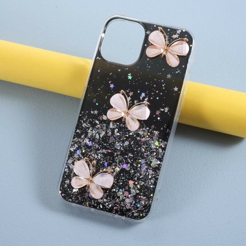 Cover iPhone 12 Pro Max 3d Sommerfugle Pailletter