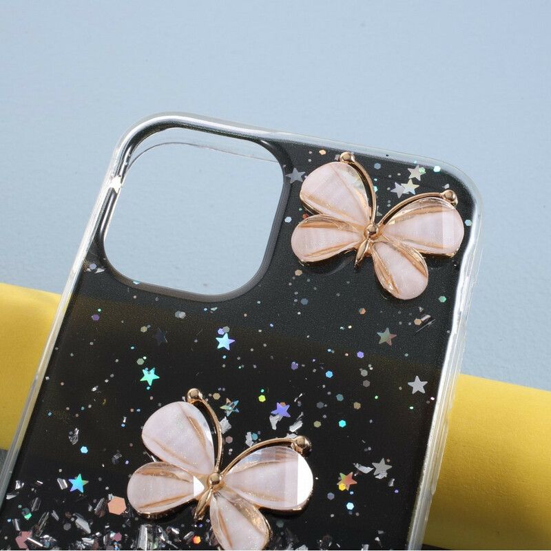 Cover iPhone 12 Pro Max 3d Sommerfugle Pailletter