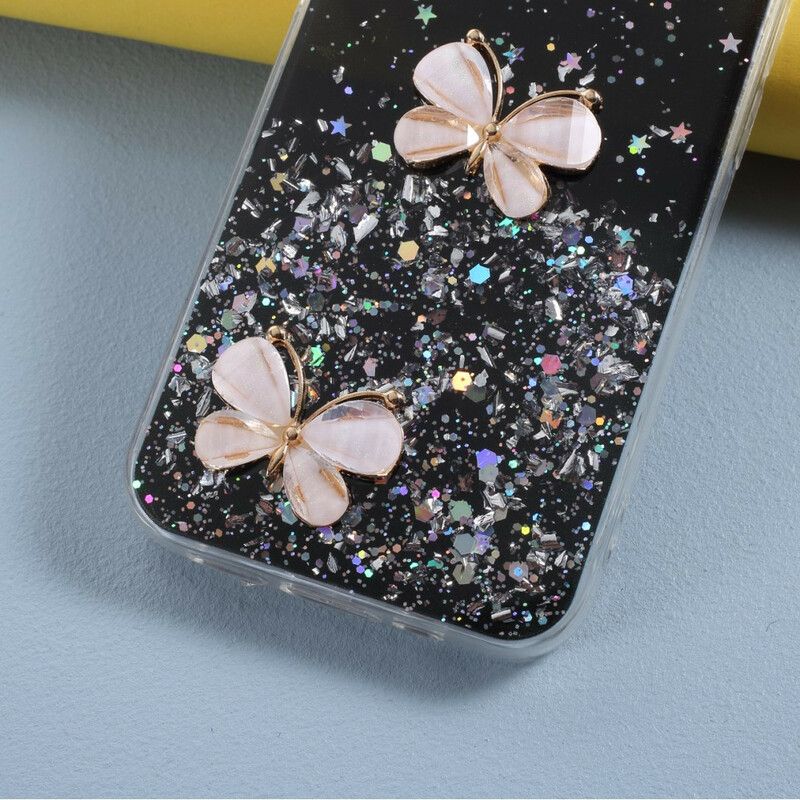 Cover iPhone 12 Pro Max 3d Sommerfugle Pailletter