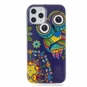 Cover iPhone 12 Pro Max Fluorescerende Ugle Mandala