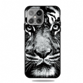 Cover iPhone 12 Pro Max Sort Og Hvid Tiger