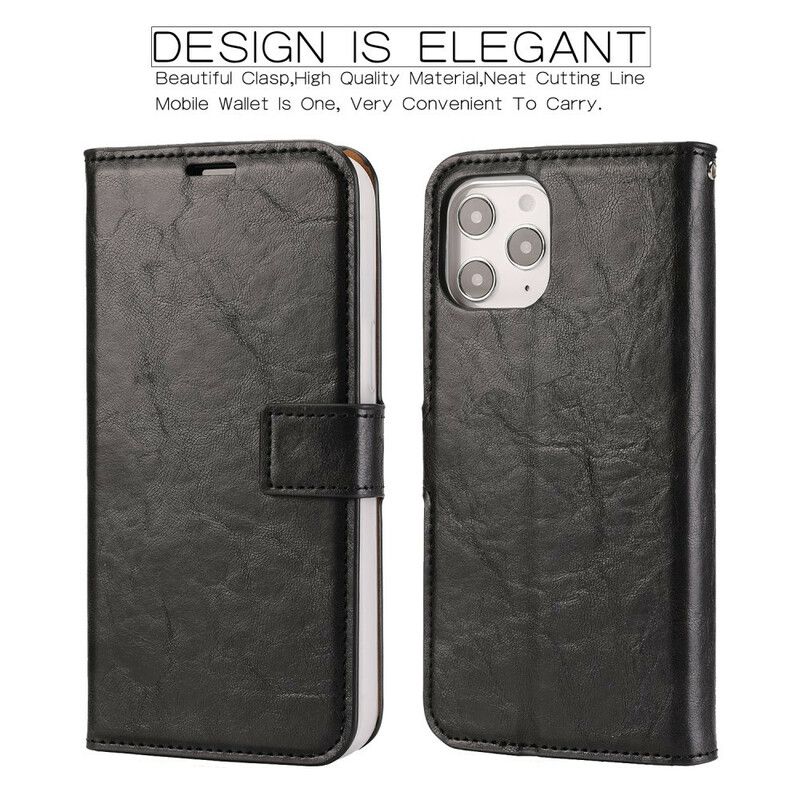 Flip Cover iPhone 12 Pro Max Aftagelig Distressed Læderstil