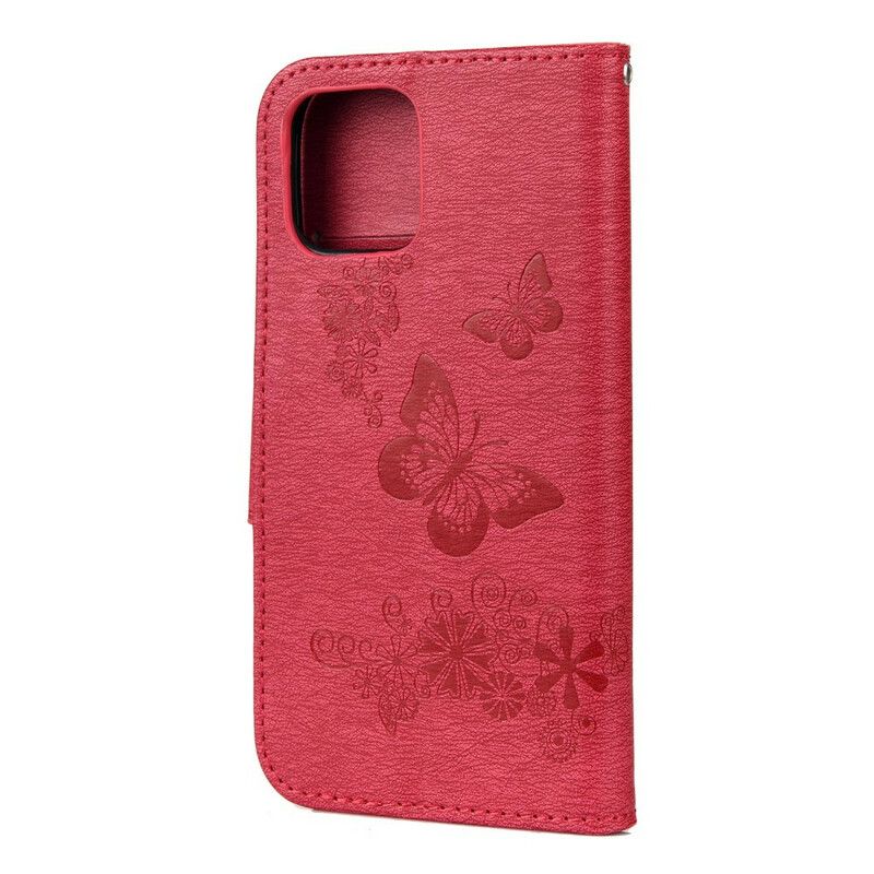 Flip Cover iPhone 12 Pro Max Med Snor Fantastiske Stropsommerfugle