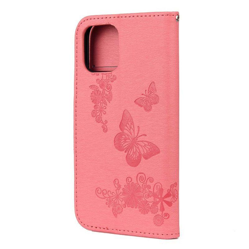 Flip Cover iPhone 12 Pro Max Med Snor Fantastiske Stropsommerfugle