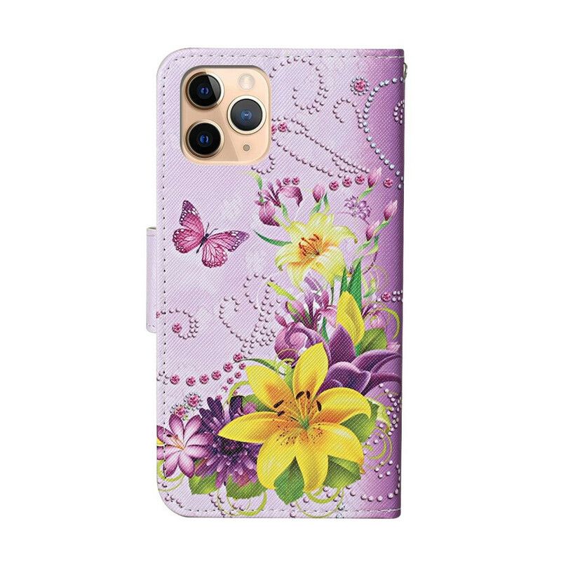 Flip Cover iPhone 12 Pro Max Mestrede Blomster Med Rem