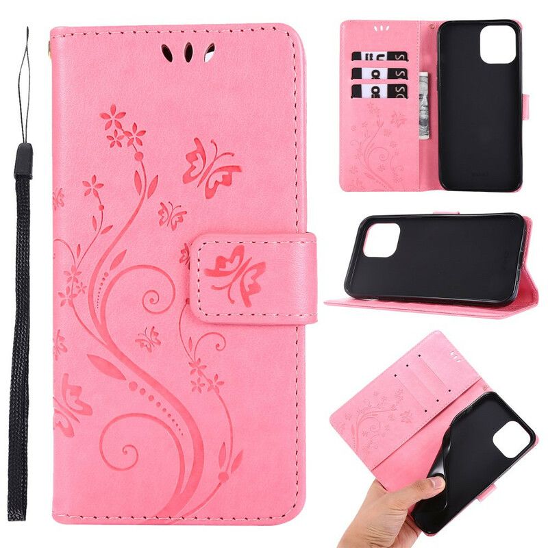 Flip Cover iPhone 12 Pro Max Sommerfugle Og Blomstersnor