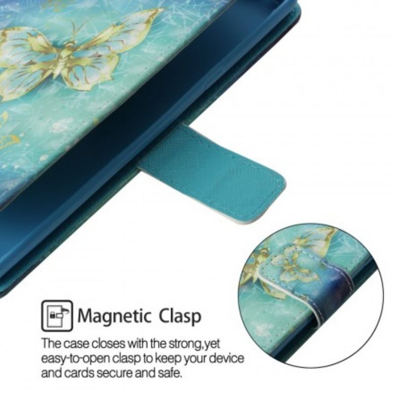 Flip Cover Sony Xperia XZ3 3d Gyldne Sommerfugle