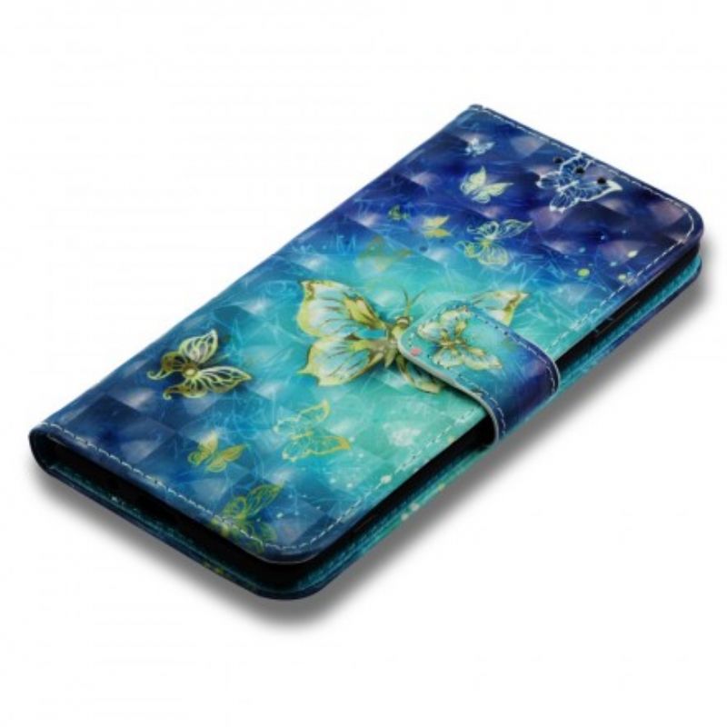 Flip Cover Sony Xperia XZ3 3d Gyldne Sommerfugle