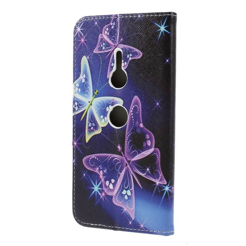 Flip Cover Sony Xperia XZ3 Farverig Sommerfugl