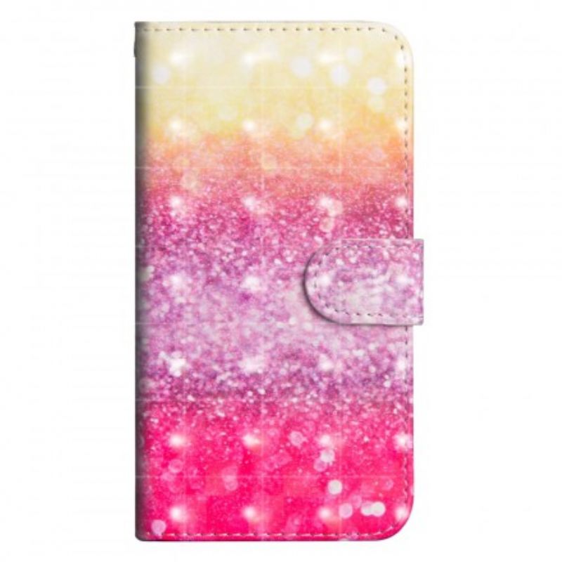 Læder Cover Sony Xperia XZ3 Magenta Glitter Gradient