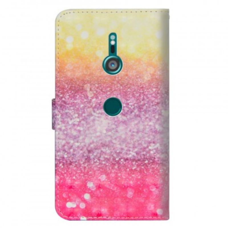 Læder Cover Sony Xperia XZ3 Magenta Glitter Gradient