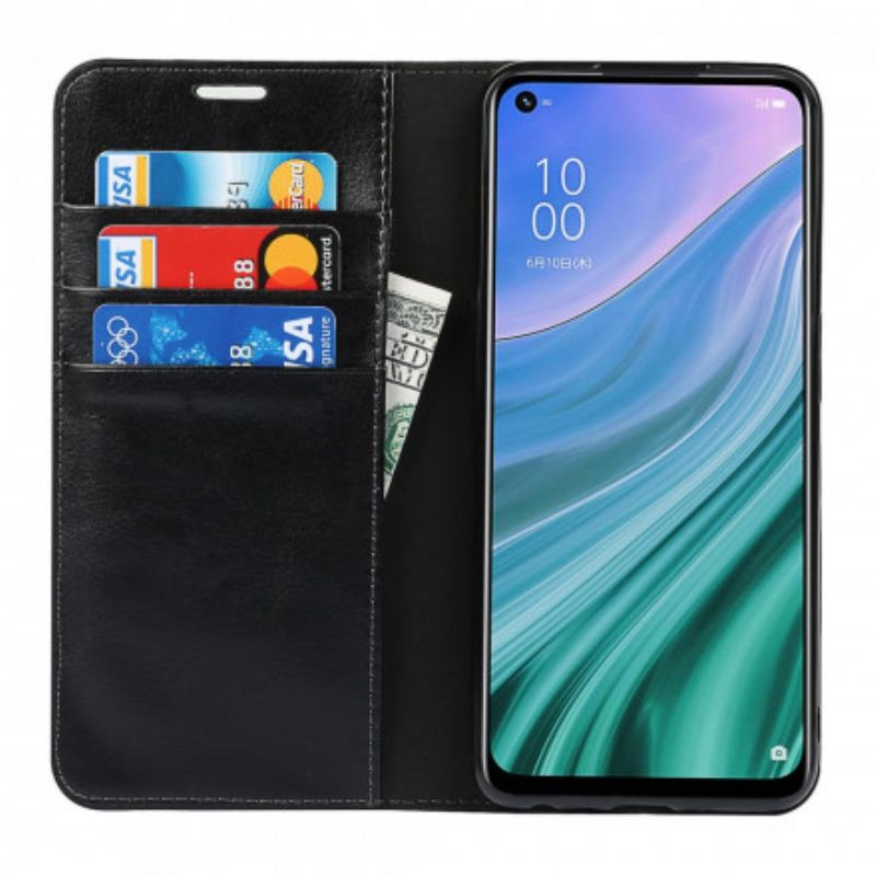 Cover Oppo A54 5G / A74 5G Flip Cover Ægte Læder