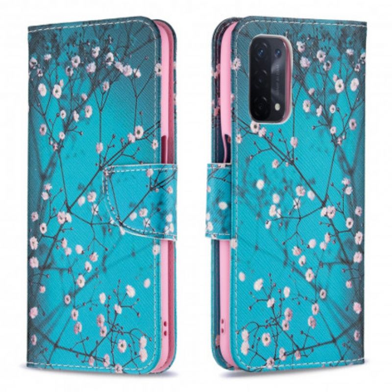 Cover Oppo A54 5G / A74 5G Flip Cover Blomstrende Grene