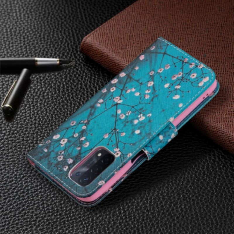 Cover Oppo A54 5G / A74 5G Flip Cover Blomstrende Grene