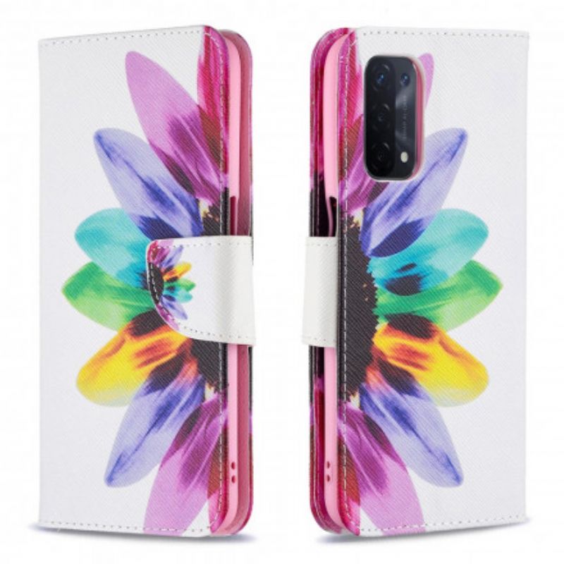 Flip Cover Oppo A54 5G / A74 5G Akvarelblomst