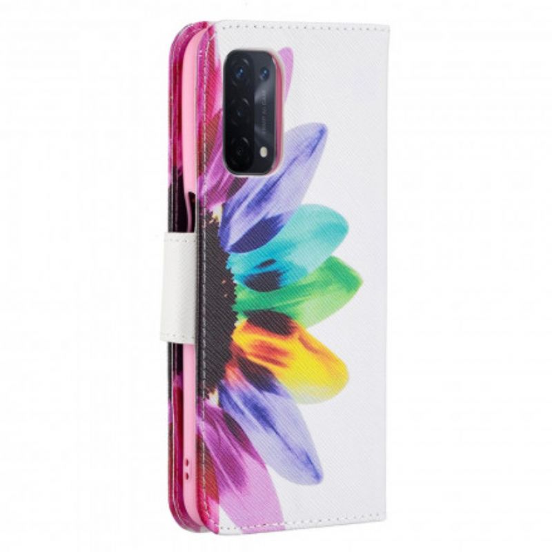 Flip Cover Oppo A54 5G / A74 5G Akvarelblomst