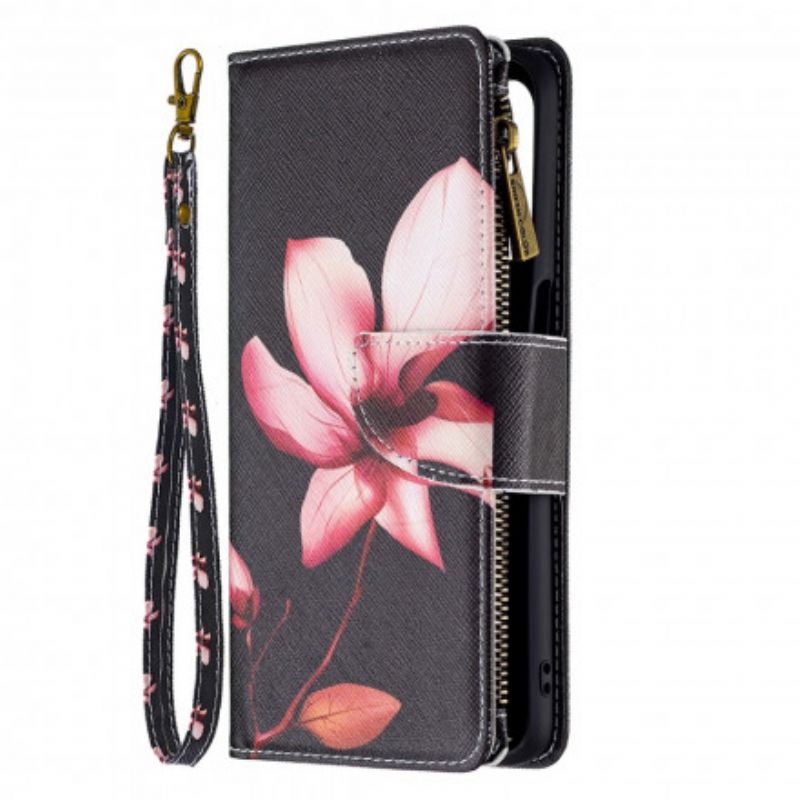 Flip Cover Oppo A54 5G / A74 5G Blomsterlomme Med Lynlås