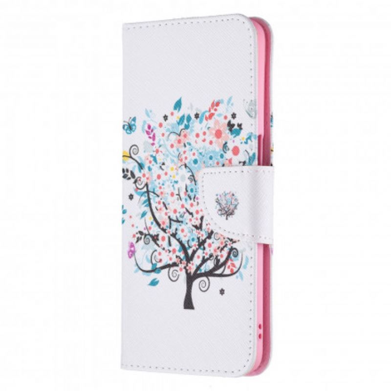 Læder Cover Oppo A54 5G / A74 5G Blomstret Træ