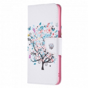 Læder Cover Oppo A54 5G / A74 5G Blomstret Træ