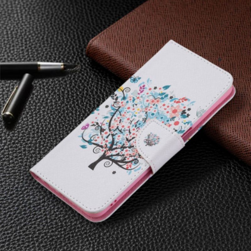 Læder Cover Oppo A54 5G / A74 5G Blomstret Træ